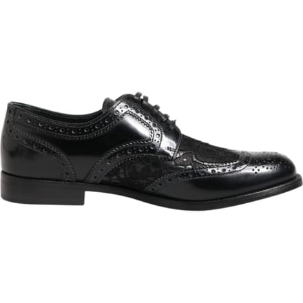 Dolce & Gabbana Zwarte Leren Floral Kant Jurk Formele Schoenen