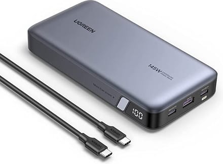 Externe Batterij UGREEN PB205, 25000mAh, 145W, QC + PD, 1 x USB-A - 2 x USB-C, Gri