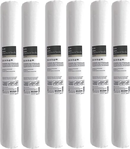 3-IN-1 ROL Tafelloper en Placemats - Papier - Effen - 40 x 720 cm - Wit - 6 Stuks