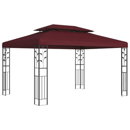 vidaXL - Prieel - 3,97 - x - 2,96 - x - 2,68 - m - Wijnrood - Polyester - en - Staal