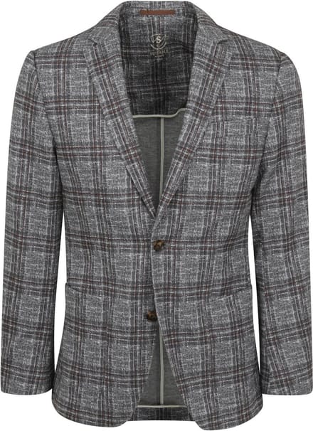Suitable Respect Colbert Fame Jersey Ruit Flex Grijs - Maat 46 - Heren blazer