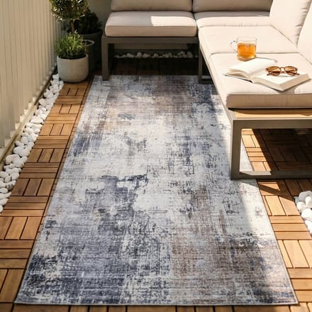 Fraai Wasbare loper - Domingo Grunge Taupe/Creme - 80x200cm