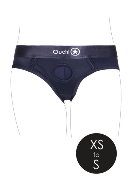 Ouch! by Shots - Vibrating Strap-on High-cut Brief - XS/S - Black