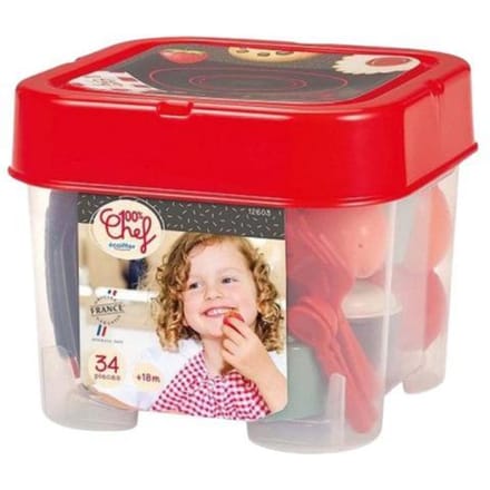 Ecoiffier 100% Chef Dining Set with Play Food 34 pieces.