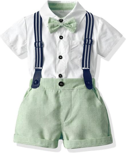 Baby Jongenskostuum Gentleman Set: Stropdas, Hemd, Bretels en Korte Broek