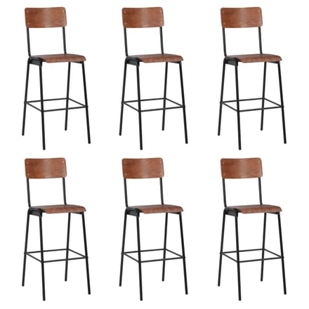 vidaXL - Barstoelen - 6 - st - massief - multiplex - staal