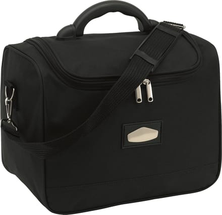 Make-up tas/toilettas XXL - mat zwart - 35 x 22 x 28 cm - Lekker groot