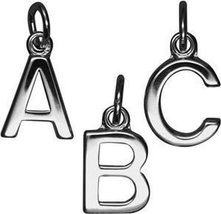 Zilveren Blokletter B massief ketting hanger - gepolijst
