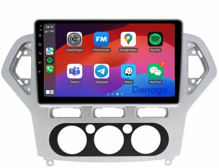 CarPlay autoradio geschikt voor Ford Mondeo | 2003 t/m 2014 | Android 16 | Draadloos Apple CarPlay & Android Auto | 2GB + 32GB | QuadCore processor | Denago DNG-A204 | 2025 model | 2003 2004 2005 2006 2007 2008 2009 2010 2011 2012 2013 2014 | Bluetoo