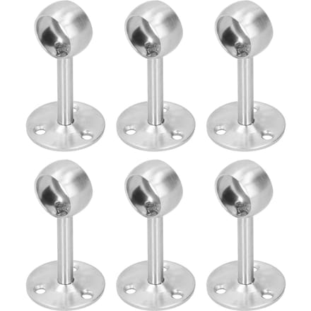 6 stuks flensvoet roestvrij staal gordijnroede beugels kledingkast stanghouder hardware fitting(22 AllPass ) white