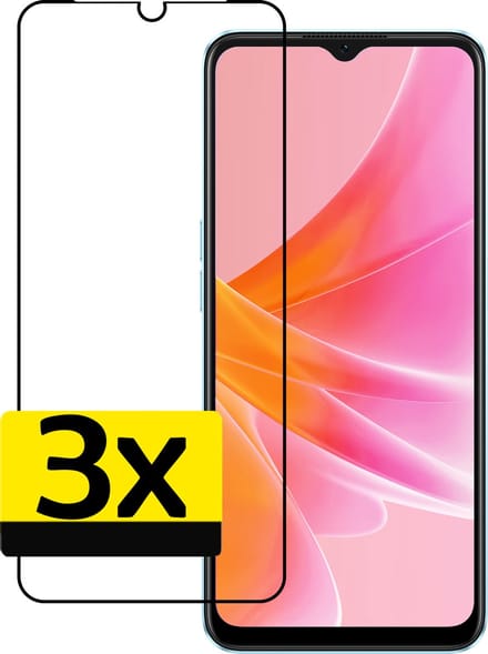 Screenprotector - Geschikt voor OPPO A17 - 3 Stuks - Full Cover - Beschermglas - Gehard Glas - Tempered Glass - Screen Protector