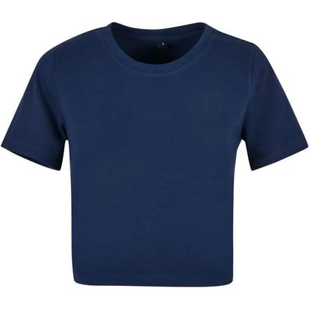 Build Your Brand - Cropped Dames T-Shirt - Light Navy maat M
