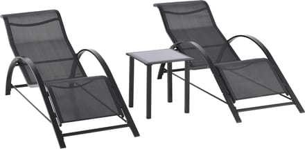 Outsunny Gartenliege-Set Metall, Netzstoff Schwarz