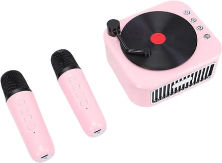 Mini Karaoke Machine - Draagbare Speaker - Feestjes Thuis - Met 2 Microfoons - 18 x 15 x 8 cm