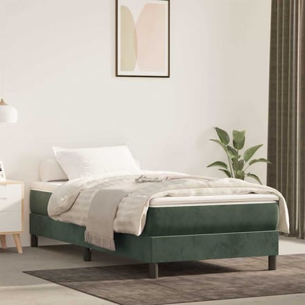 vidaXL - Pocketveringmatras - medium - 90x220x20 - cm - fluweel - donkergroen