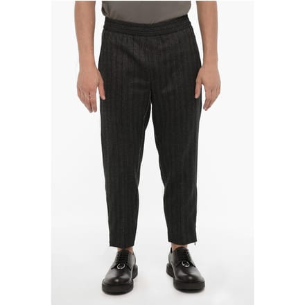 Slim fit casual broek van maagdelijke wol in grijs