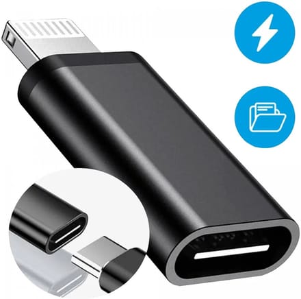 USB-C naar Lightning Adapter | Geschikt voor Opladen & Dataoverdracht | Verloop | Koppelstuk | Tussenstukje | Zwart