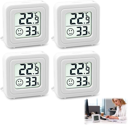 Luchtvochtigheidsmeter Thermometer - Digitale Mini Hygrometer - Binnenklimaat Bewaken - Smiley Indicator - 399 x 399 x 4 cm - Wit