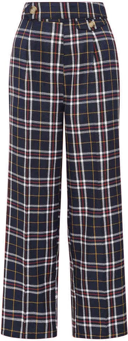 Banned - Tara Tartan Wijde broek - S - Donkerblauw