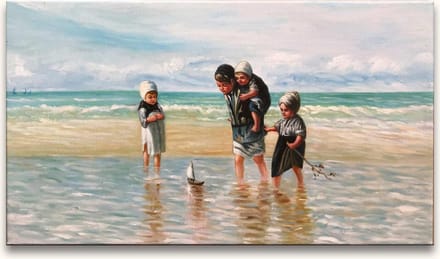 Handgeschilderd schilderij Olieverf op Canvas - Jozef Israëls - Kinderen van de Zee