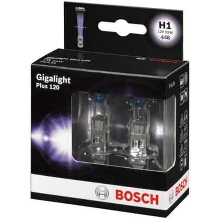 Lamp Halogeen BOSCH H1 Gigalight Plus 120% 12V/ 55W, 2 stuk