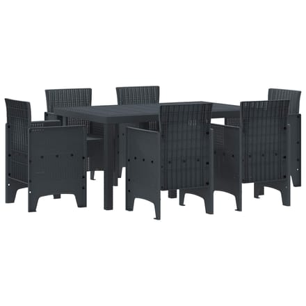 vidaXL - Tuin - Eettafel - Set - 7 - st - Antraciet - Polt - riet
