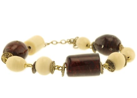 Behave - Kralenarmband wit-bruin - Klassieke look - 22 cm