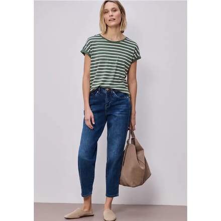 Shirt met losse schouders en strepen