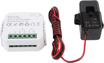 Stroommeter Klem - Energiemeter Verbruik - Elektriciteit Meten - App Bediening - 80A Bereik