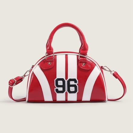 Sac Coquille Niche Contrastant pour Femmes Sac Bowling à Main Texture Mode Américaine Sac Boston Bandoulière red