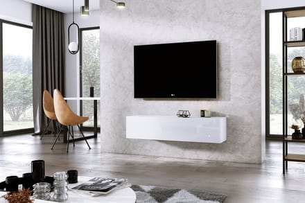 Meubel Square - TV meubel DIAMOND - Wit / Hoogglans Wit - 120cm - Hangend TV Kast