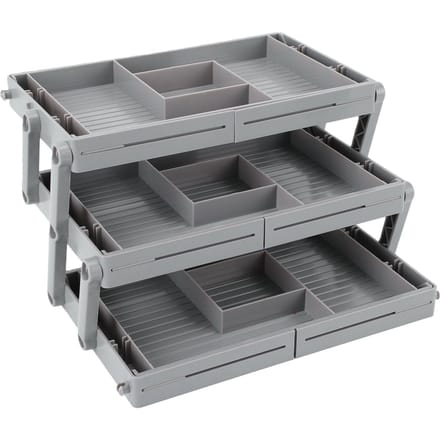 3-laags Lade-organizer Verstelbaar Uitbreidbaar Multi-level Slimme Lade-organizer voor Make-up Sieraden Cosmetica gray