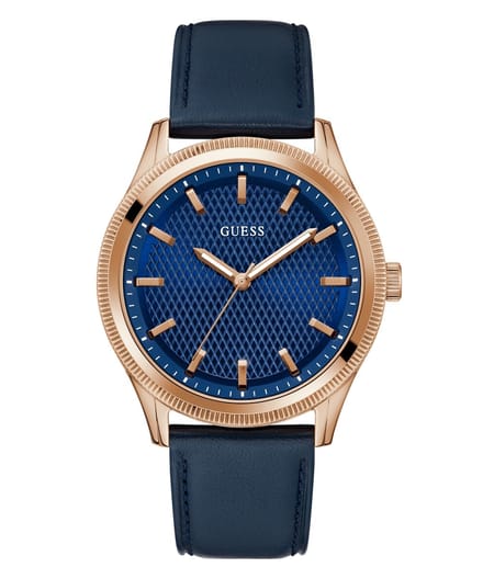 Guess Dex GW0846G2 Horloge - Leer - Blauw - Ø 44 mm