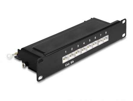Delock 10 inch patch panel | 8x RJ45 | CAT6a | STP | 1U | zwart
