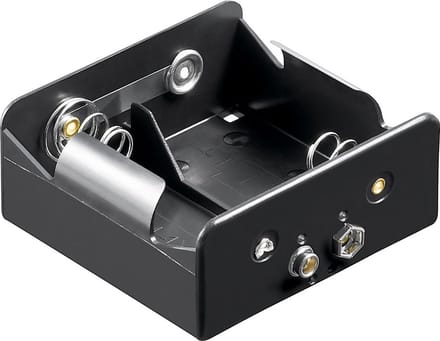 Batterijhouder voor 2 D-batterijen - push-on bevestiging