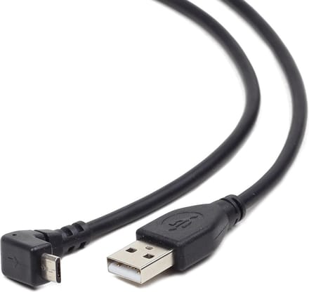 USB Micro B haaks naar USB-A kabel - USB2.0 - tot 1A / zwart - 1,8 meter