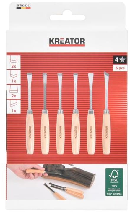 Kreator - Hand tools - KRTH23203 - Mini-houtsnijset - 6 st.