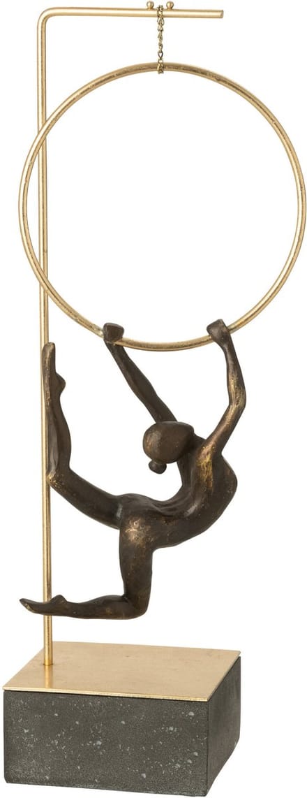 J-Line decoratie Gymnast Hoepel Alpha - polyresin - zwart/goud