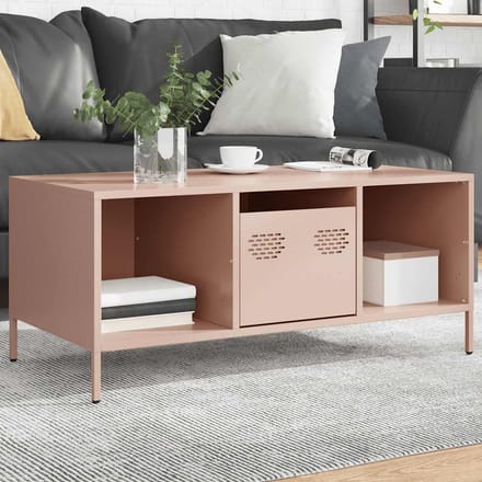 vidaXL - Salontafel - 101,5x50x43,5 - cm - koudgewalst - staal - roze