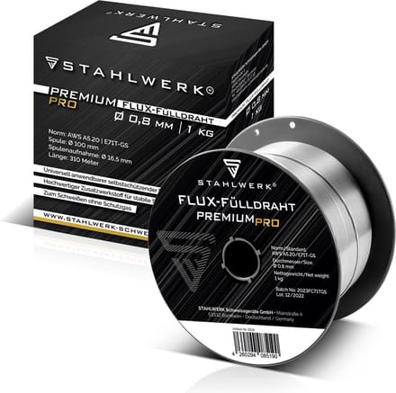 MIG MAG premium lasdraad - gevulde draad E71T-GS Ø 0,8 mm S100/ D100 draadrol met 1 kg