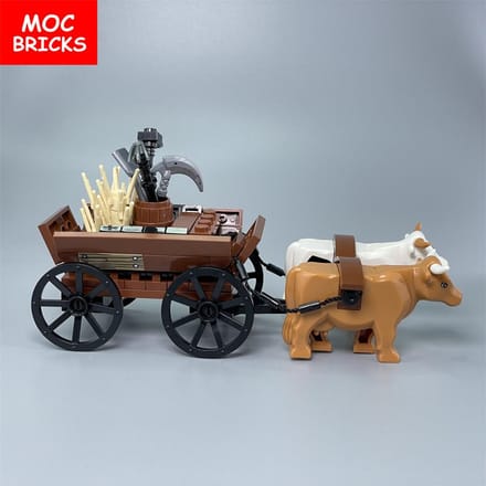 Set MOC Bakstenen Koe Rundvee Kar Ossen Stad Boerderij Huis Gemonteerd Bouwstenen Accessoires Kinder Speelgoed