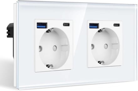 Inbouw stopcontact dubbel met 4x USB-aansluiting (Type-C & USB-A)