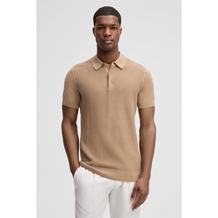 Gebreide polo Adrian, beige gestructureerd