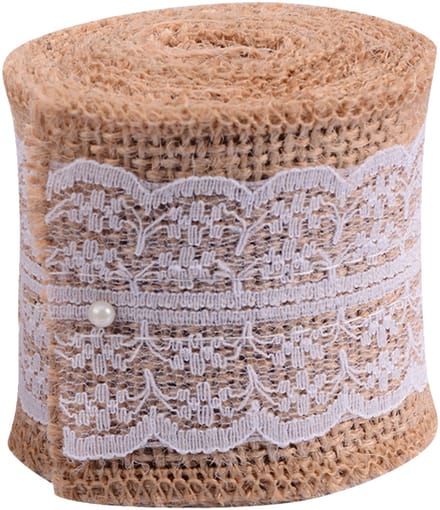 Jute Linnen Volume Kant DIY Handgemaakt Decoratie 6CM Breed 2M Lang (Wit)