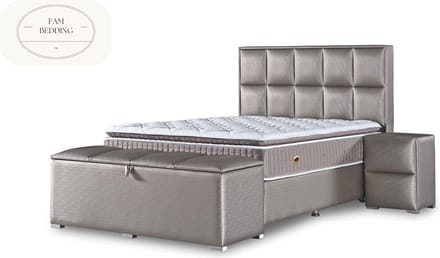Opberg Boxspring Scarlett zonder matras Taupe 90x200