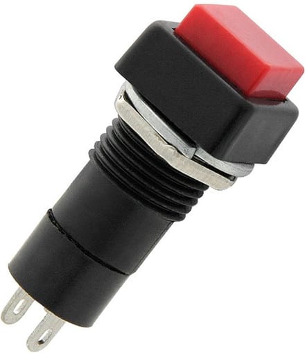 Schakelaar - 12mm - 250V AC - SPST (ON/OFF) - Vierkant rood