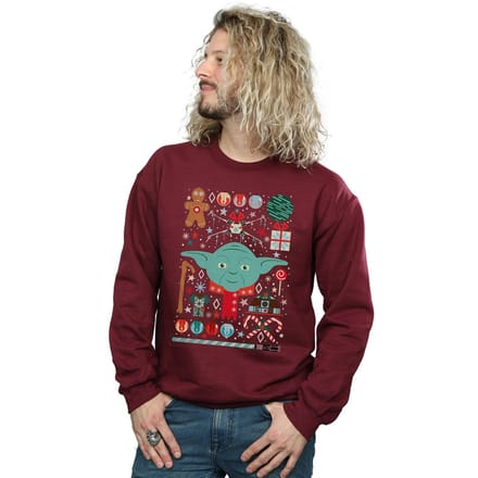 Star Wars Heren Yoda Kerst Sweatshirt (Bourgondië)