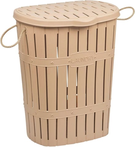 65L Bamboe Look Wasmand met Touwhandgrepen – Stijlvolle Kledingopslag