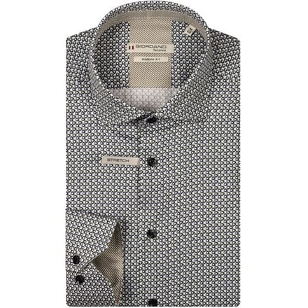 Giordano Overhemd Maggiore Satin Stretch Graphic Triangles Pattern Apple Green-Multi / male