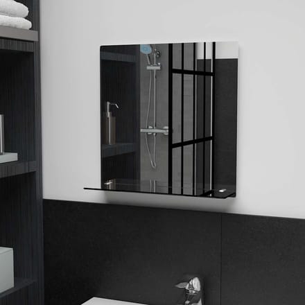 vidaXL - Wandspiegel - met - schap - 40x40 - cm - gehard - glas